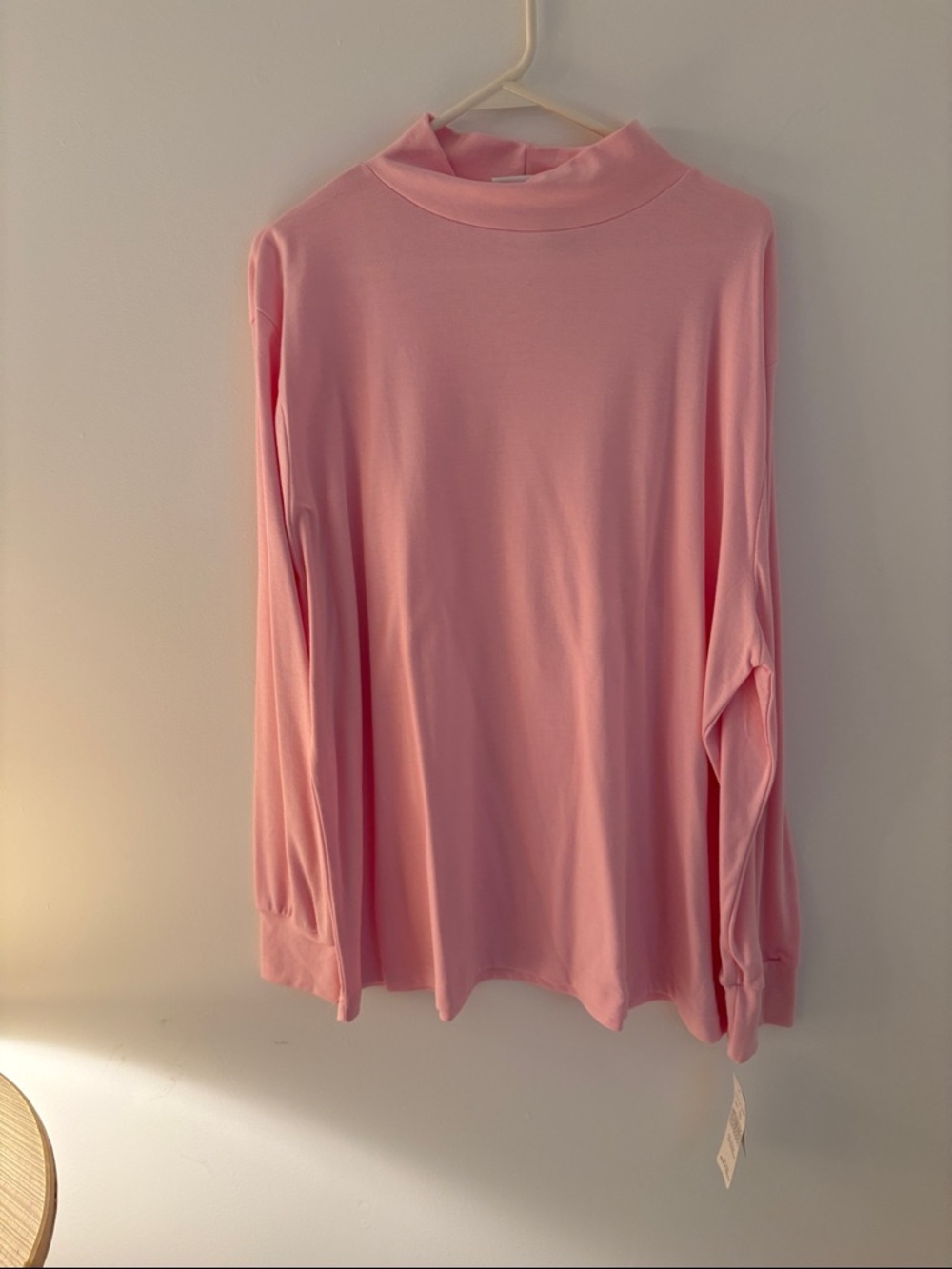 Women's Pink Long-Sleeve Mock Neck Blouse